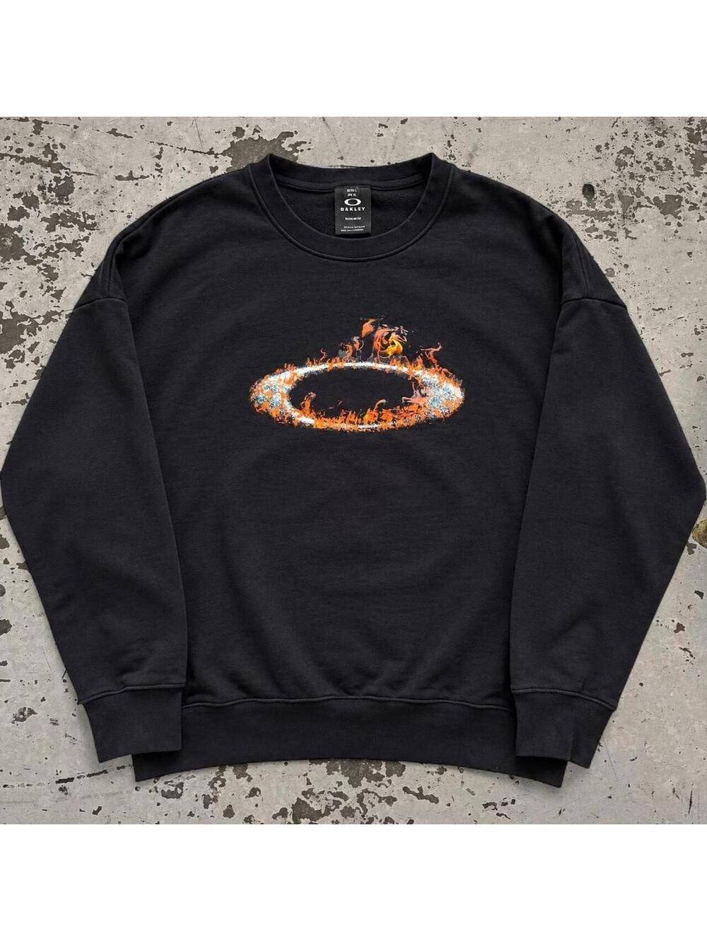 INSANE GRAIL Oakley software style flaming crewneck.